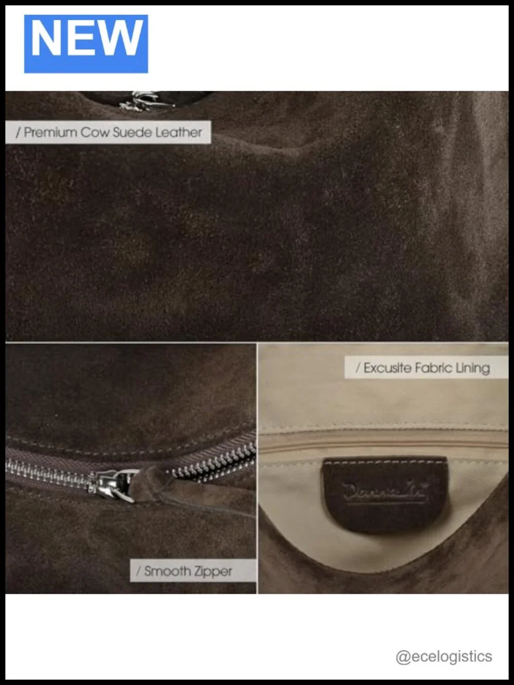 Suede Leather Crossbody Bag Women Tote Handbag Adjustable Strap